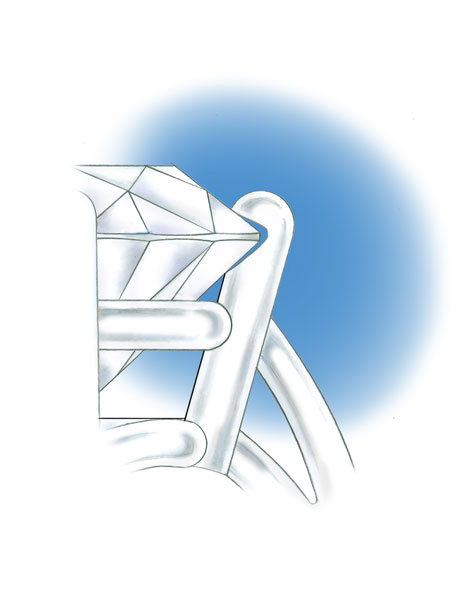 Evaluate the quality of the setting of a ring with platinum prongs
