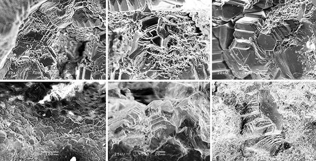 SEM images of euhedral diamonds in pores of carbonado SEM images of euhedral diamonds in pores of carbonado