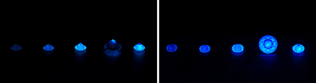 Fluorescence reaction of diamond.