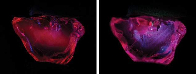 Ruby fluorescence before and after heat treatment