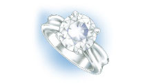 Evaluate the quality of the setting of a ring with platinum prongs Evaluate the quality of the setting of a ring with platinum prongs